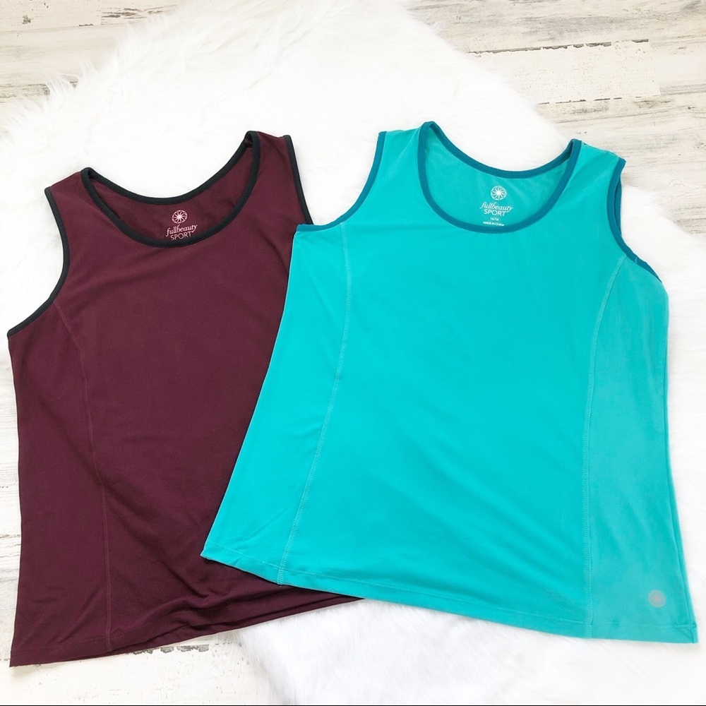 Full Beauty Sport Tank Tops 1-Maroon 1-Teal  14/16